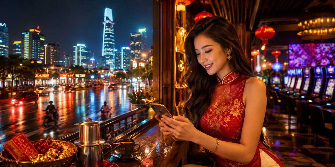 Người dùng tại TP. Hồ Chí Minh theo dõi kèo thể thao trên điện thoại tại quán cà phê buổi sáng