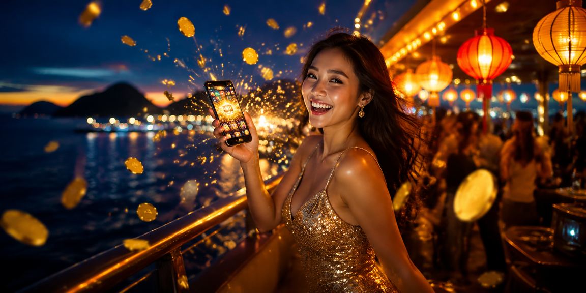 Người chơi slot game tại Hội An với ánh đèn lồng truyền thống lung linh về đêm
